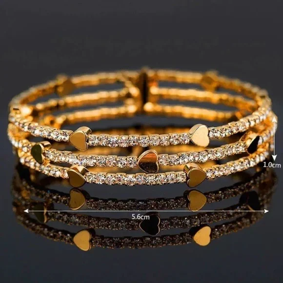 Luxury White Crystal Gold Plated Heart Bracelet - Picture 5 of 7